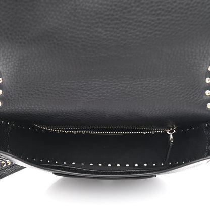 Valentino Garavani Grained Calfskin Rockstud Saddle Bag Black 5 of 11