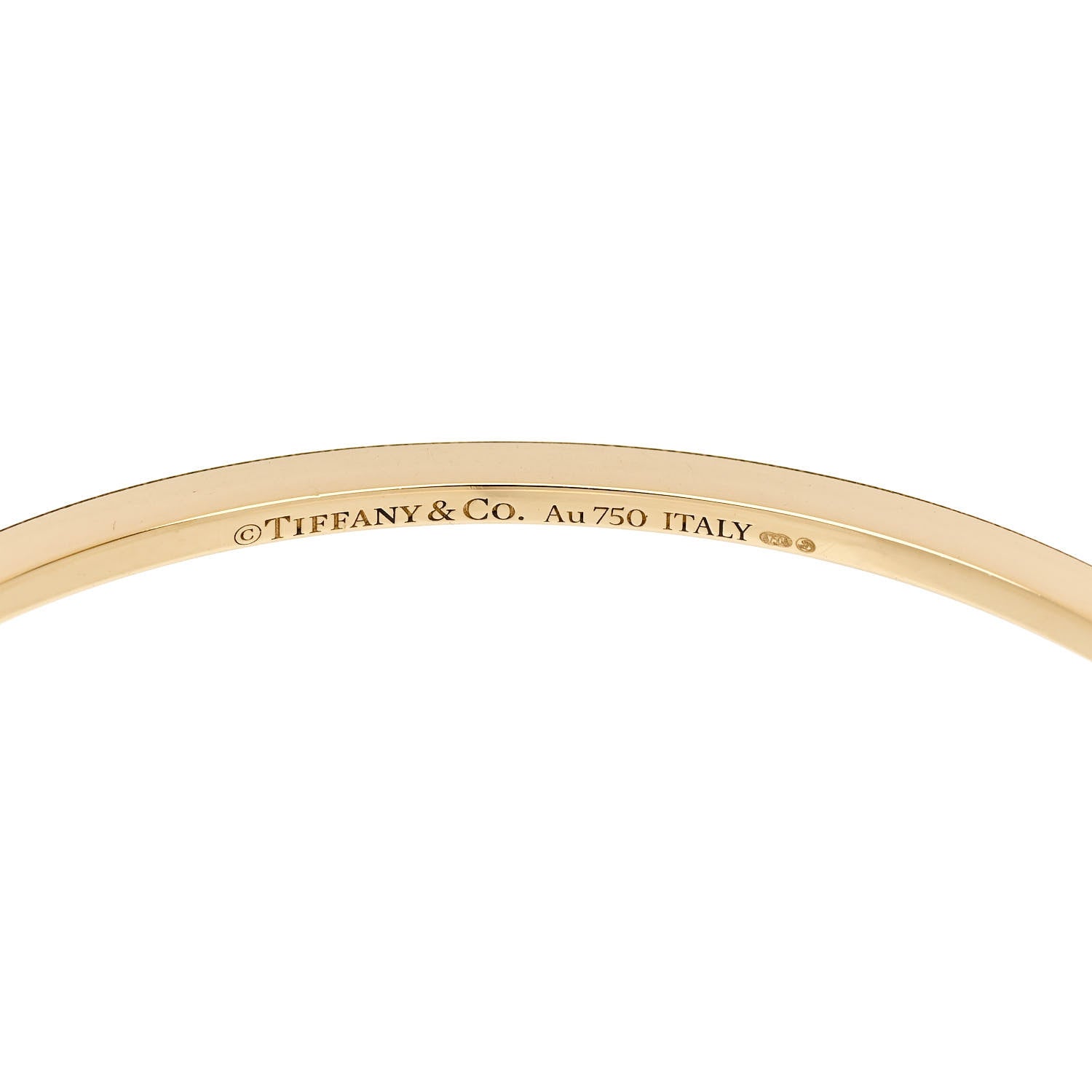 Tiffany 18K Yellow Gold Diamond T Hinged Wire Bangle Bracelet 3 of 4