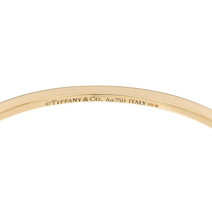 Tiffany 18K Yellow Gold Diamond T Hinged Wire Bangle Bracelet 3 of 4