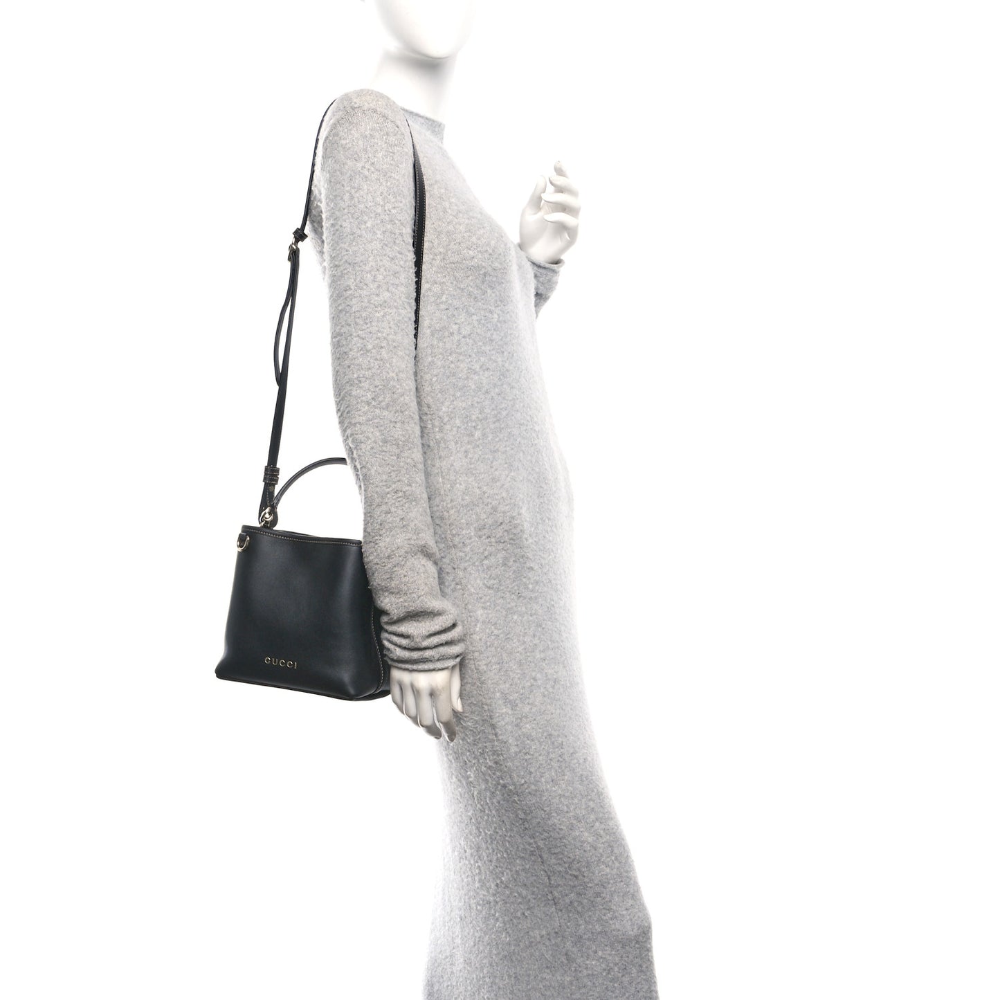 GG Calfskin Emblem Mini Bucket Bag Black