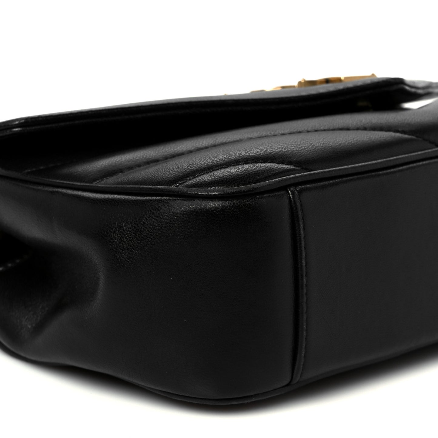 Lambskin Chevron Quilted Small Loulou Black