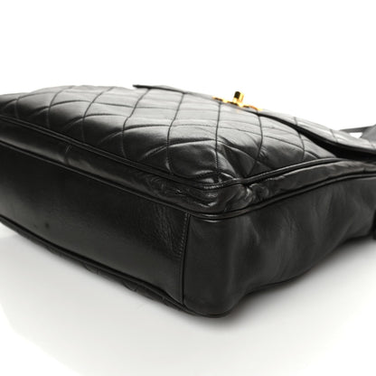 Chanel Lambskin Quilted Front Pocket Shopping Tote Black 9 of 9