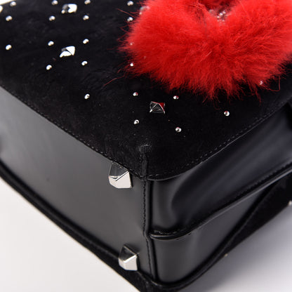 MCM Velvet Studded Mini Insignia Milla Tote Black 10 of 13