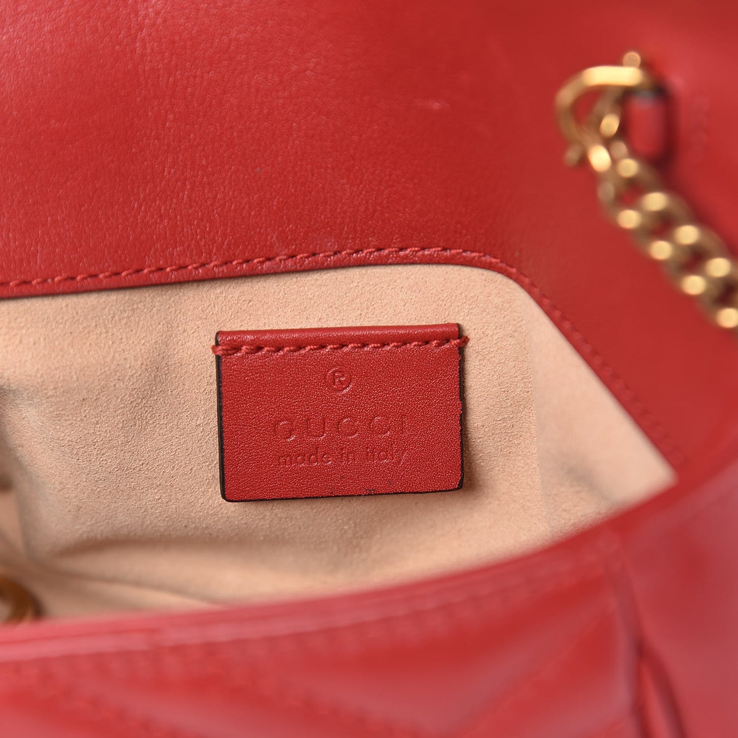 Calfskin Matelasse Super Mini GG Marmont Shoulder Bag Hibiscus Red