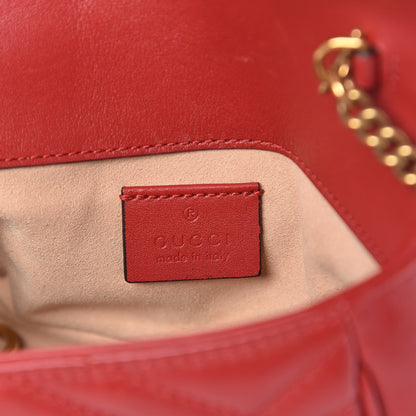 Gucci Calfskin Matelasse Super Mini GG Marmont Shoulder Bag Hibiscus Red 6 of 11