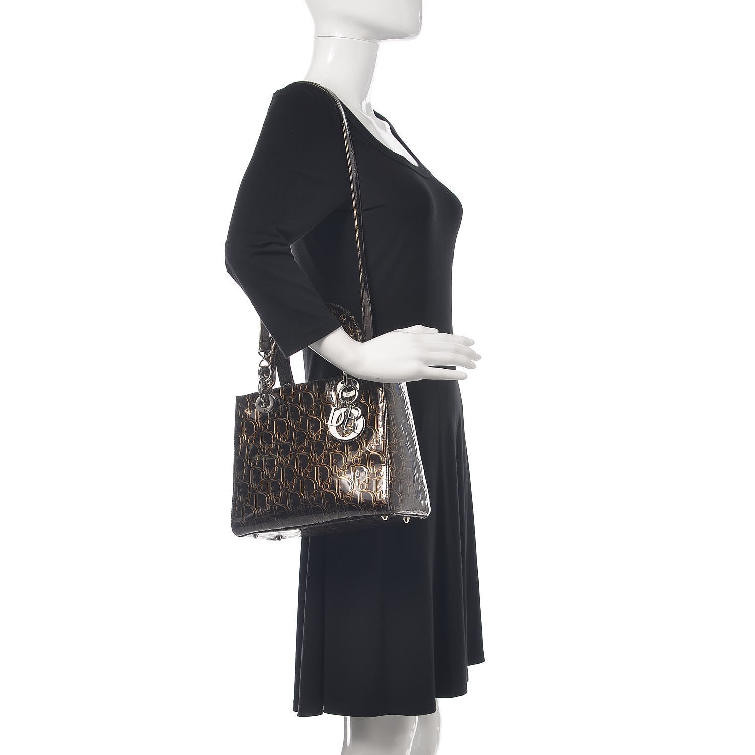 Christian Dior Patent Ultimate Medium Lady Dior Brown 2 of 19