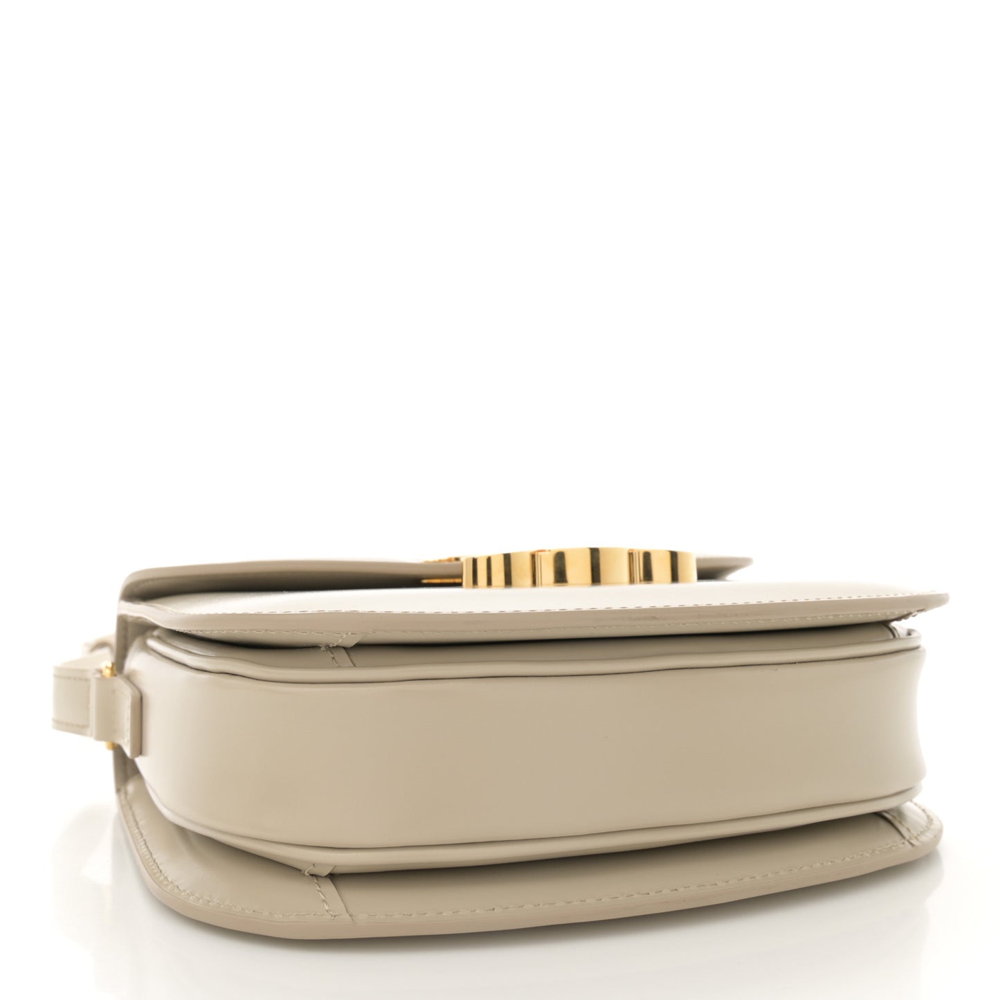 Shiny Calfskin Triomphe Besace Clea Pebble