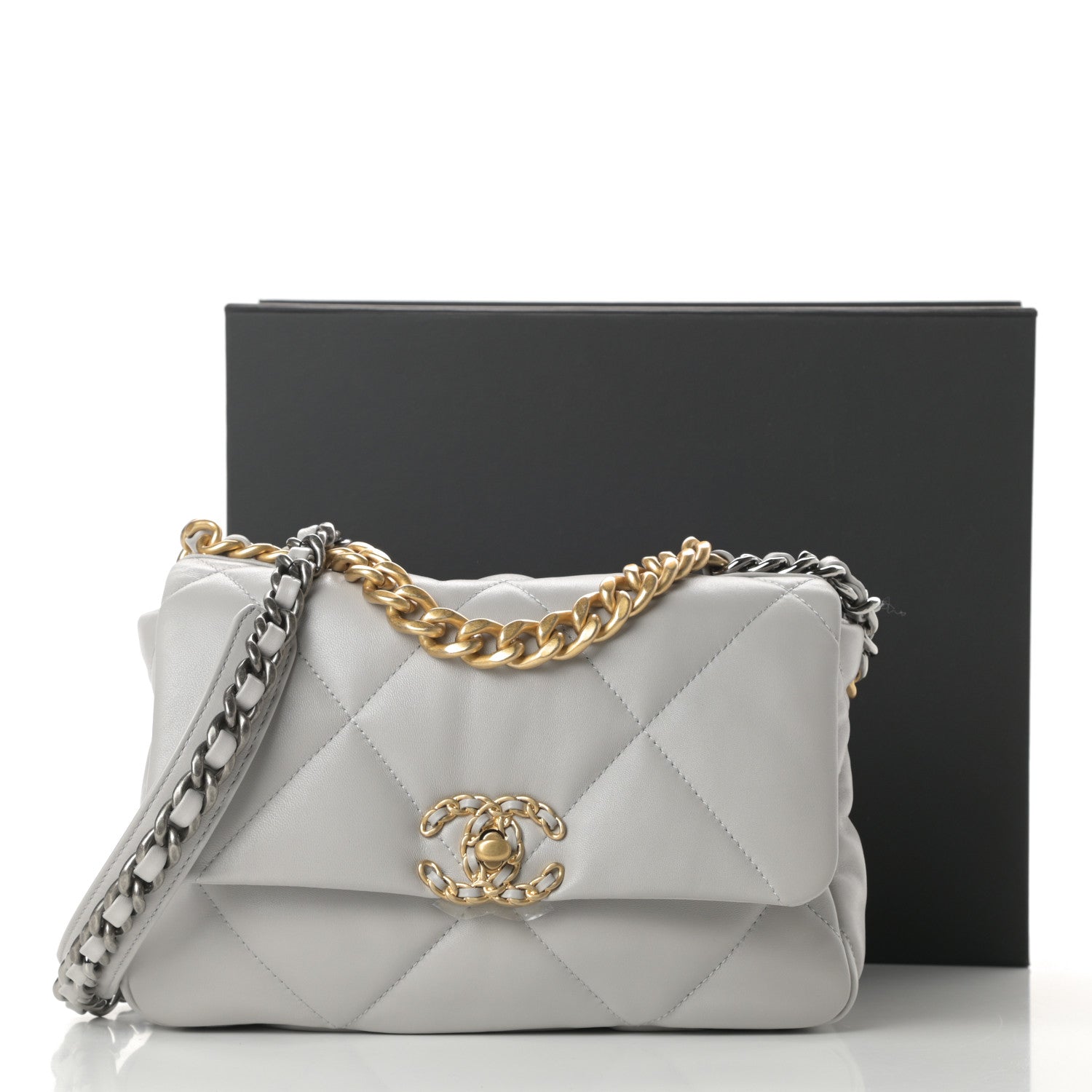 Chanel Lambskin Quilted Medium Chanel 19 Flap Grey 11 of 11