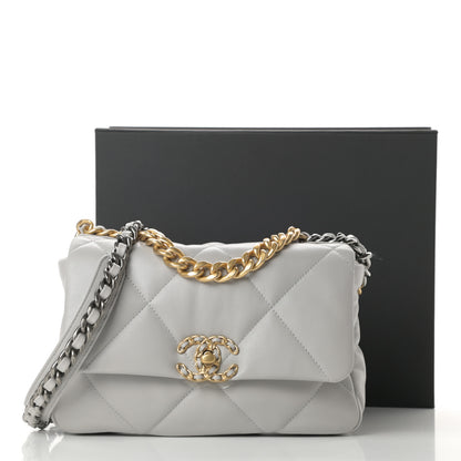 Chanel Lambskin Quilted Medium Chanel 19 Flap Grey 11 of 11