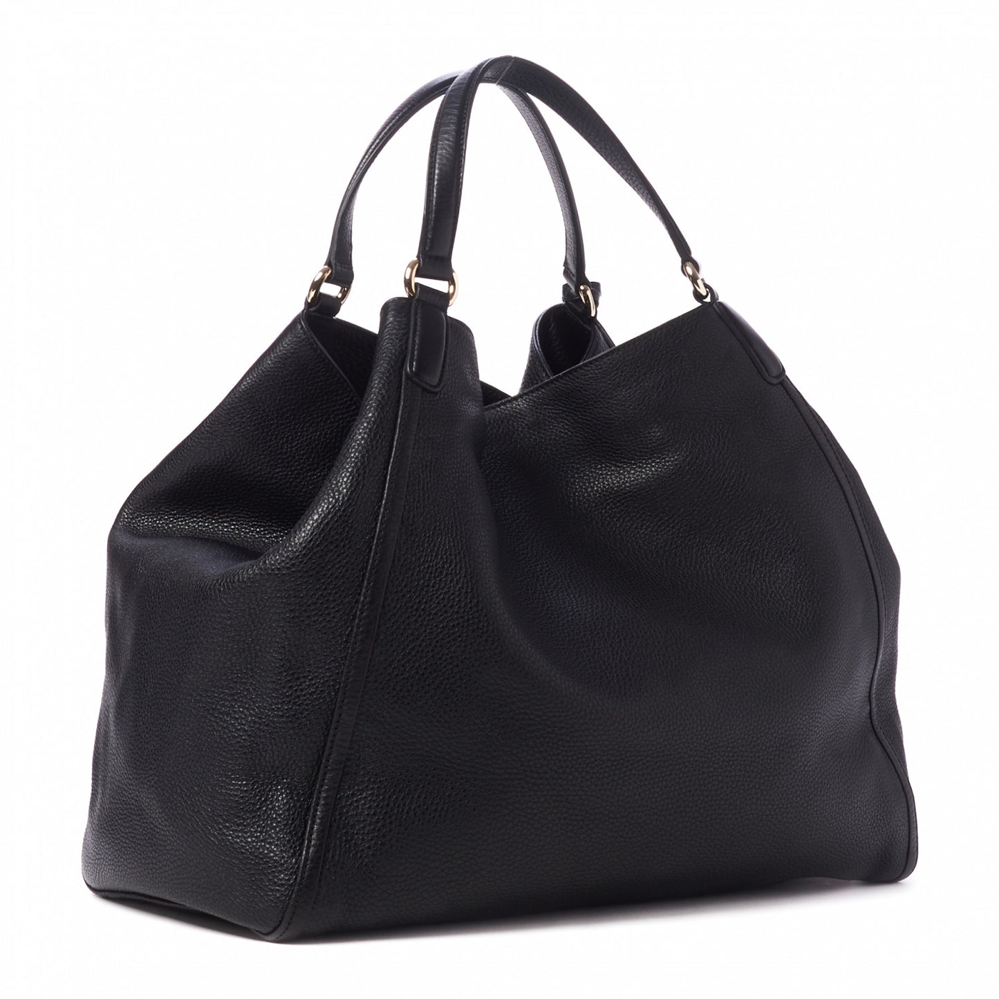 Pebbled Calfskin Large Soho Shoulder Bag Black
