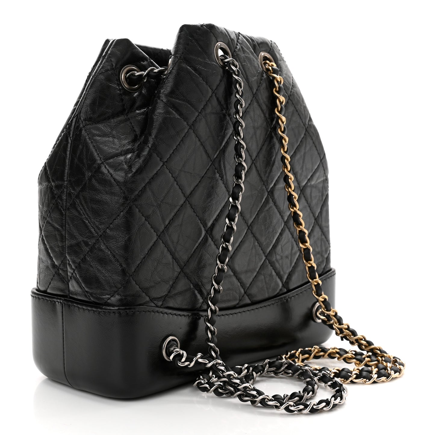 Aged Calfskin Quilted Small Gabrielle Backpack Black
