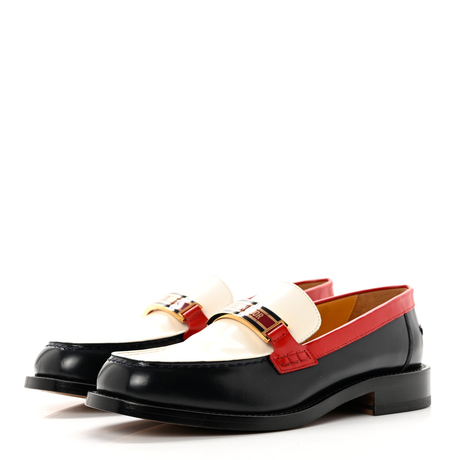 Christian Dior Brushed Calfskin Code Loafers 38.5 Off White Multicolor 3 of 9