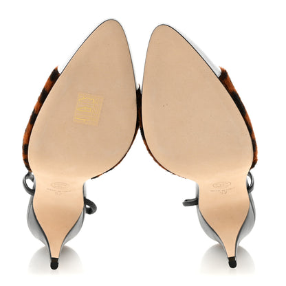 Chanel Lambskin Mixed Fibers Cap Toe CC Slingback Pumps 37 White Brown Black 6 of 9