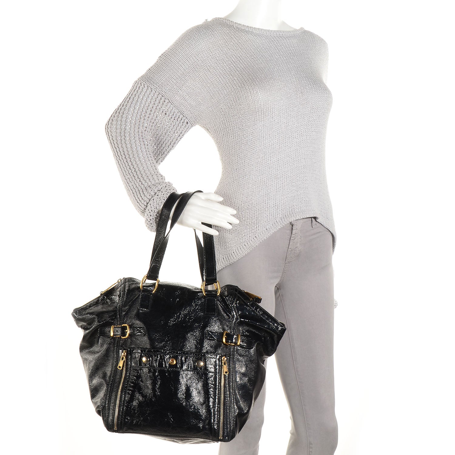 Saint Laurent Patent Medium Downtown Black 2 of 8