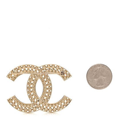 Chanel Metal Crystal CC Brooch Gold Black 2 of 3