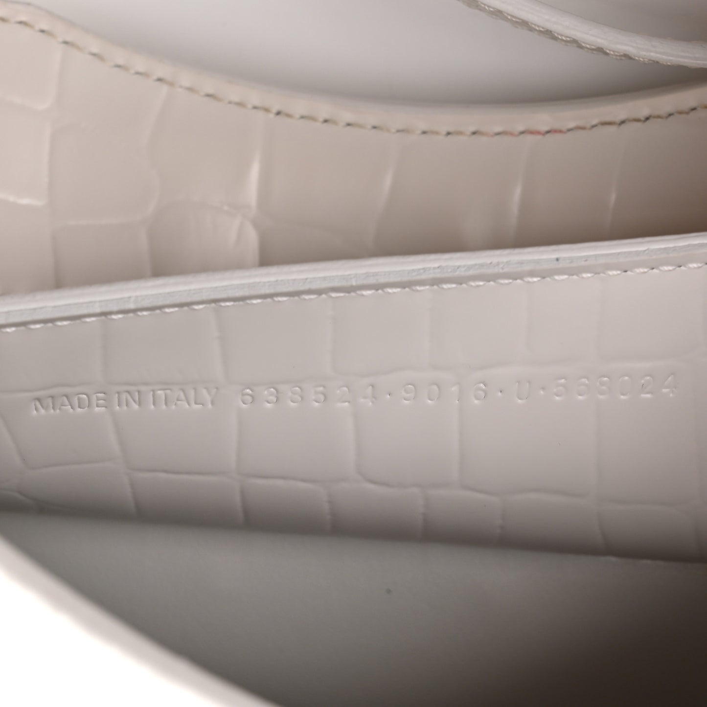 Semi Shiny Calfskin Crocodile Embossed Neo Classic Silver Hardware Mini City White