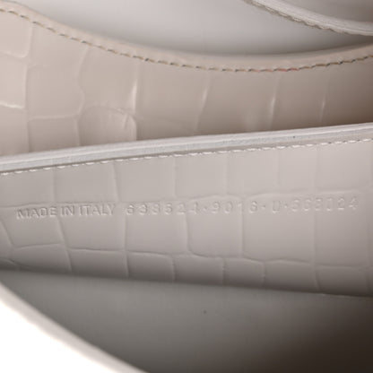 Balenciaga Semi Shiny Calfskin Crocodile Embossed Neo Classic Silver Hardware Mini City White 7 of 11