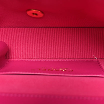 Chanel Shiny Lambskin Quilted Flap Clutch Bag Dark Pink 5 of 11
