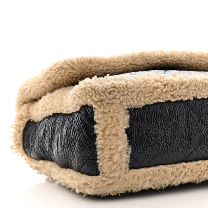Chanel Crumpled Calfskin Shearling Sheepskin Quilted Medium Chanel 19 Flap Navy 9 of 11