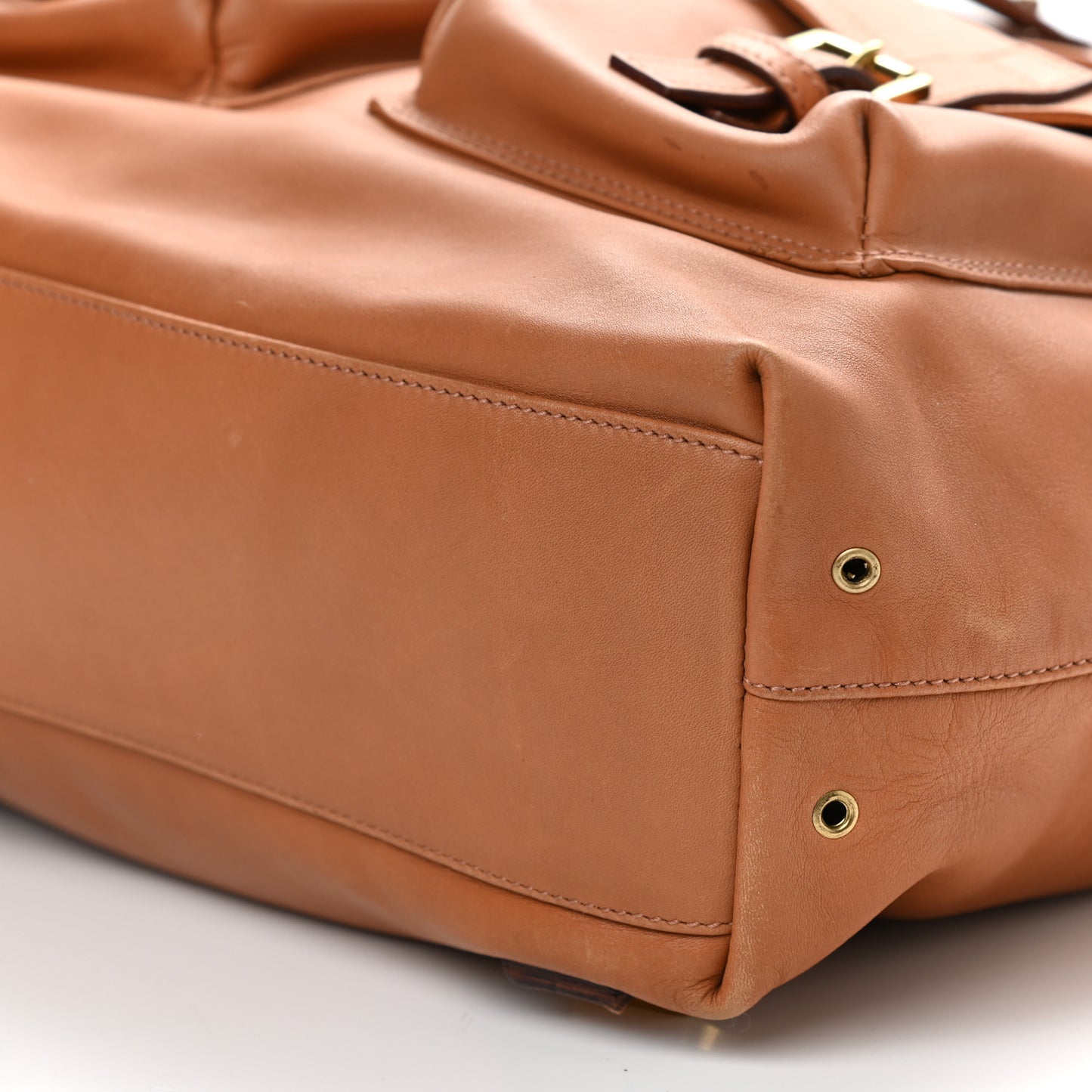 Calfskin Drawstring Backpack Brown