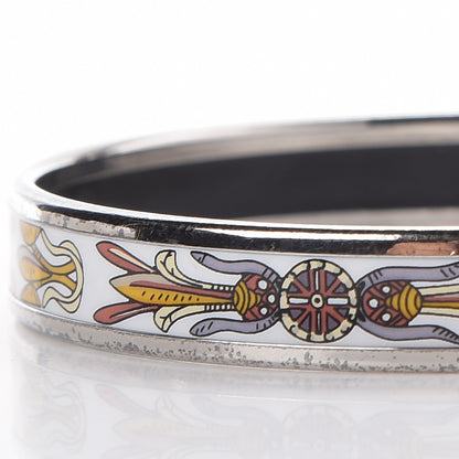 Hermes Enamel Printed Narrow Bracelet 65 White 7 of 7