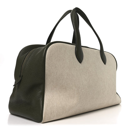 Hermes Toile Taurillon Clemence Victoria II 43 Ecru Vert Olive 3 of 10