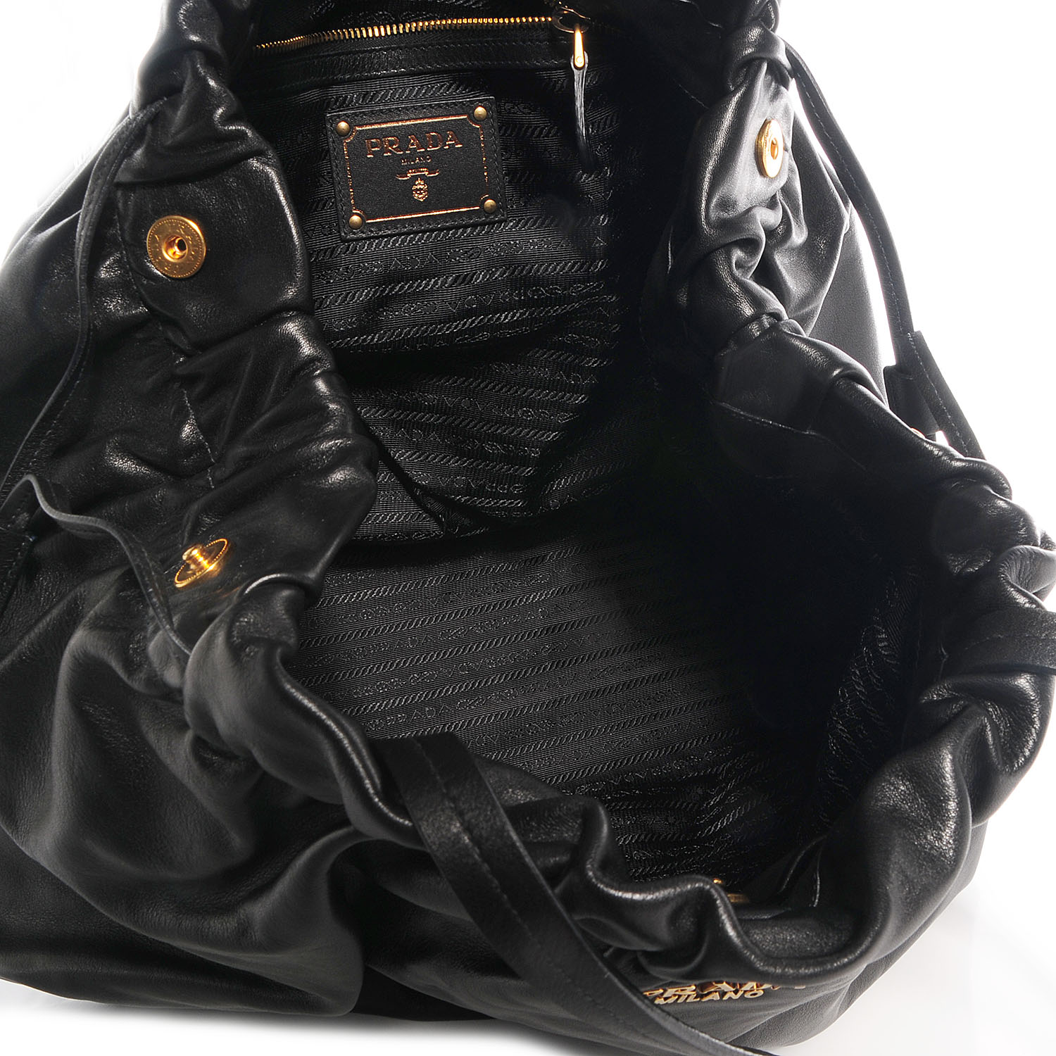 Prada Nappa Drawstring Tote Black 5 of 10