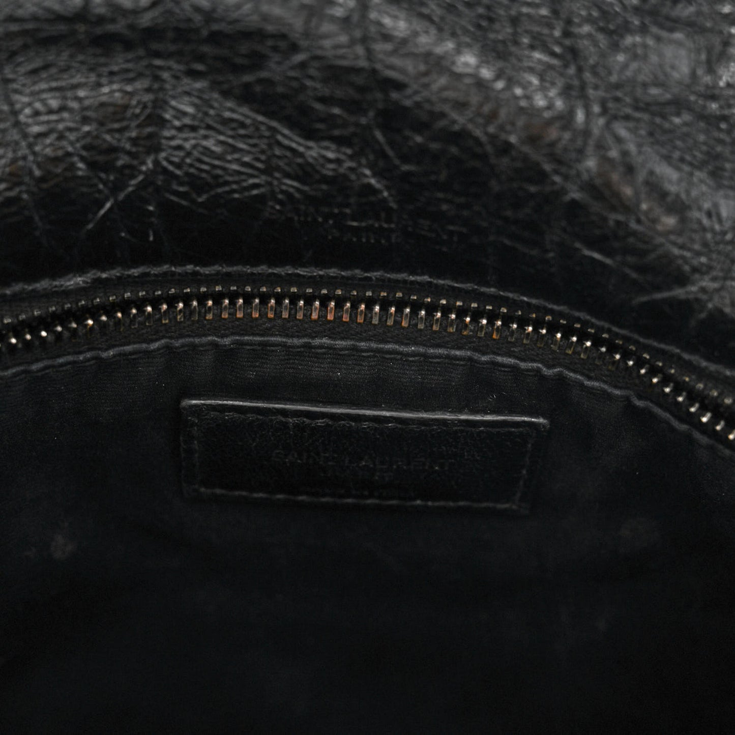 Crinkled Calfskin Matelasse Monogram Medium Niki Chain Satchel Black