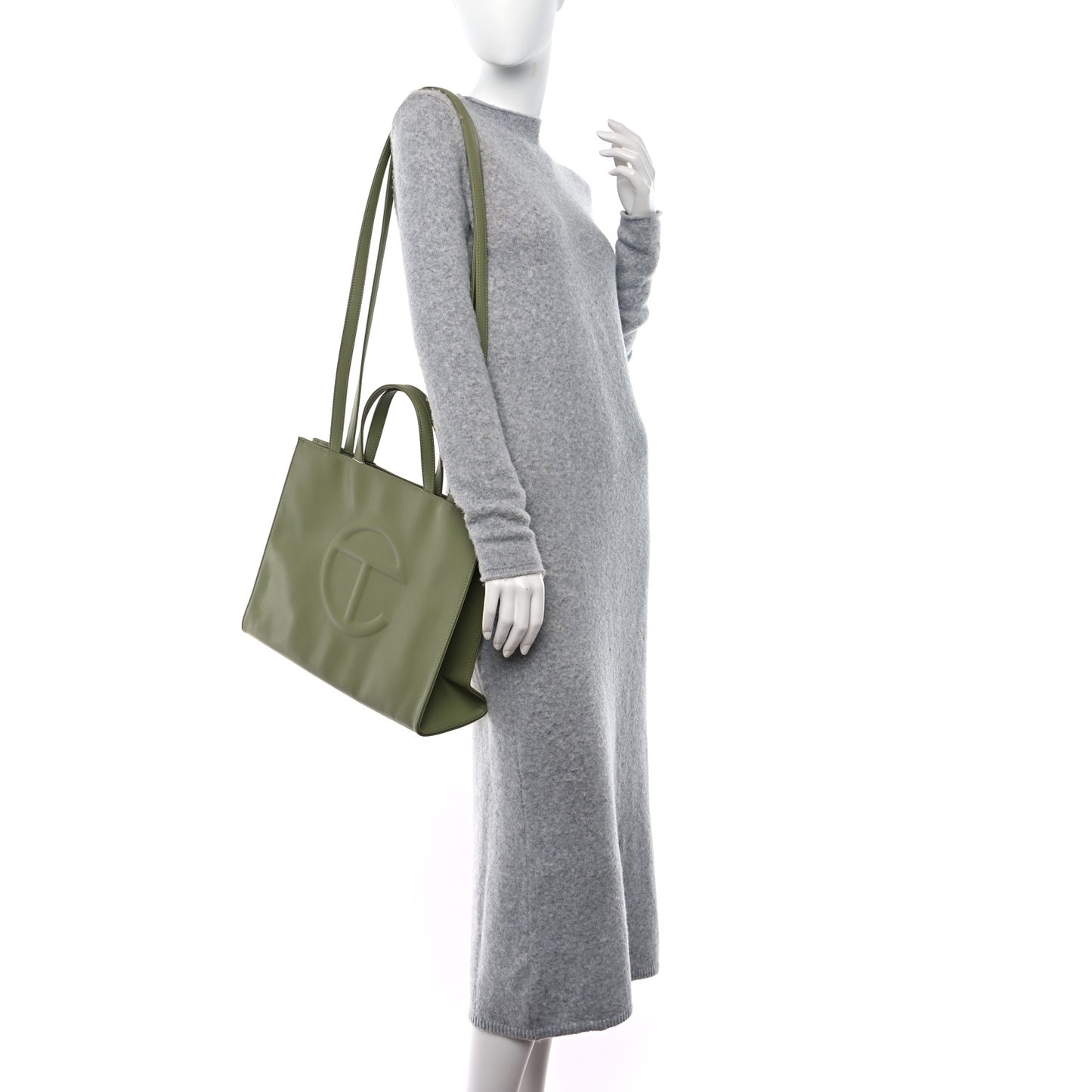 Vegan Leather Medium Shopping Bag Drab