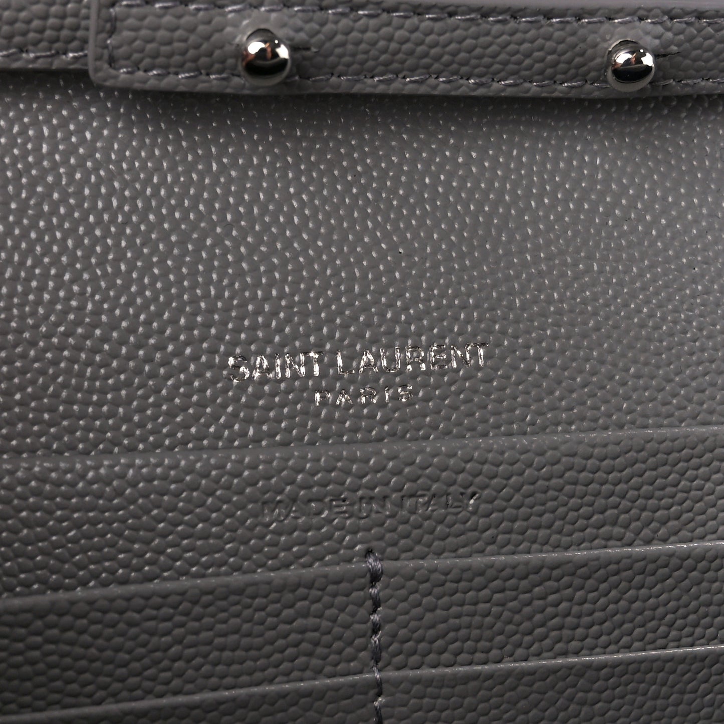 Grain De Poudre Tri-Quilt Monogram Chain Wallet Fog