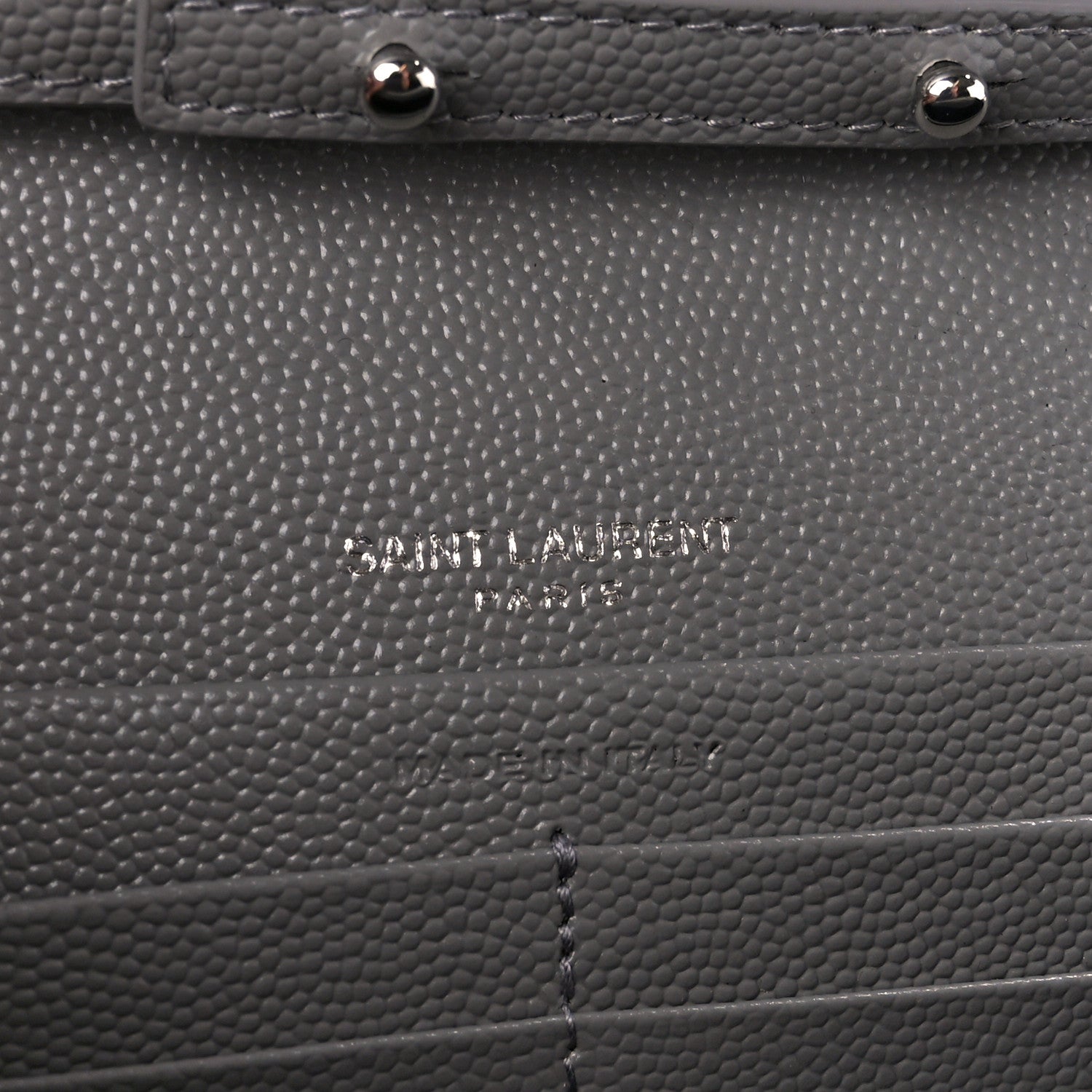 Saint Laurent Grain De Poudre Tri-Quilt Monogram Chain Wallet Fog 6 of 10
