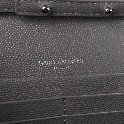 Saint Laurent Grain De Poudre Tri-Quilt Monogram Chain Wallet Fog 6 of 10