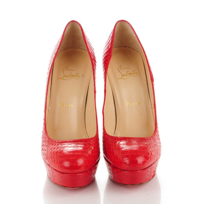 Christian Louboutin Python Lucido Bianca 140 Pumps 39 Red 2 of 7