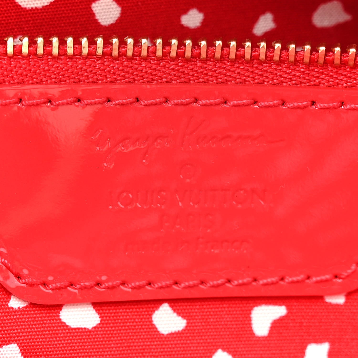 Louis Vuitton Vernis Kusama Infinity Dots Lockit MM Red 6 of 11