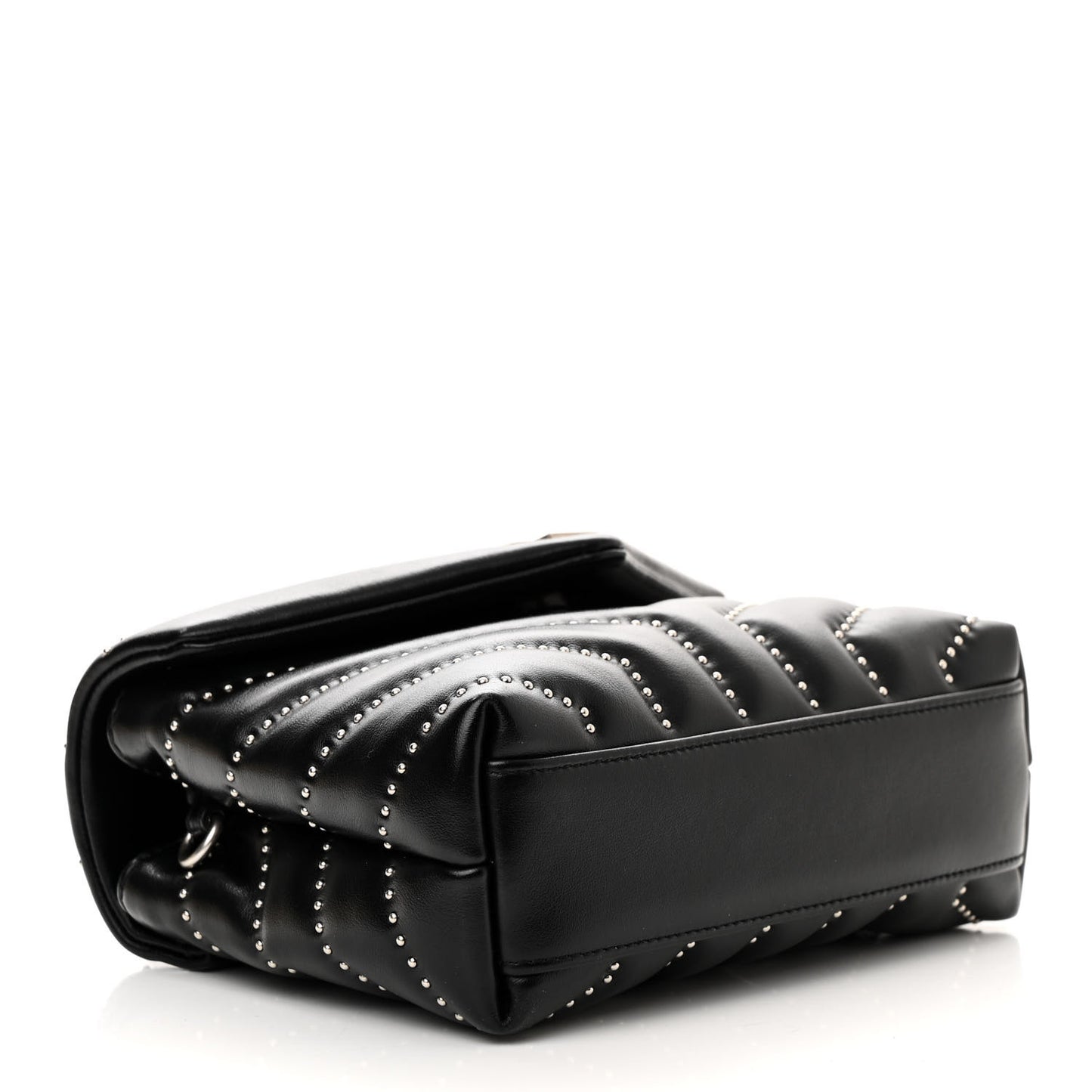 Calfskin Y Quilted Studded Monogram Toy Loulou Crossbody Bag Black