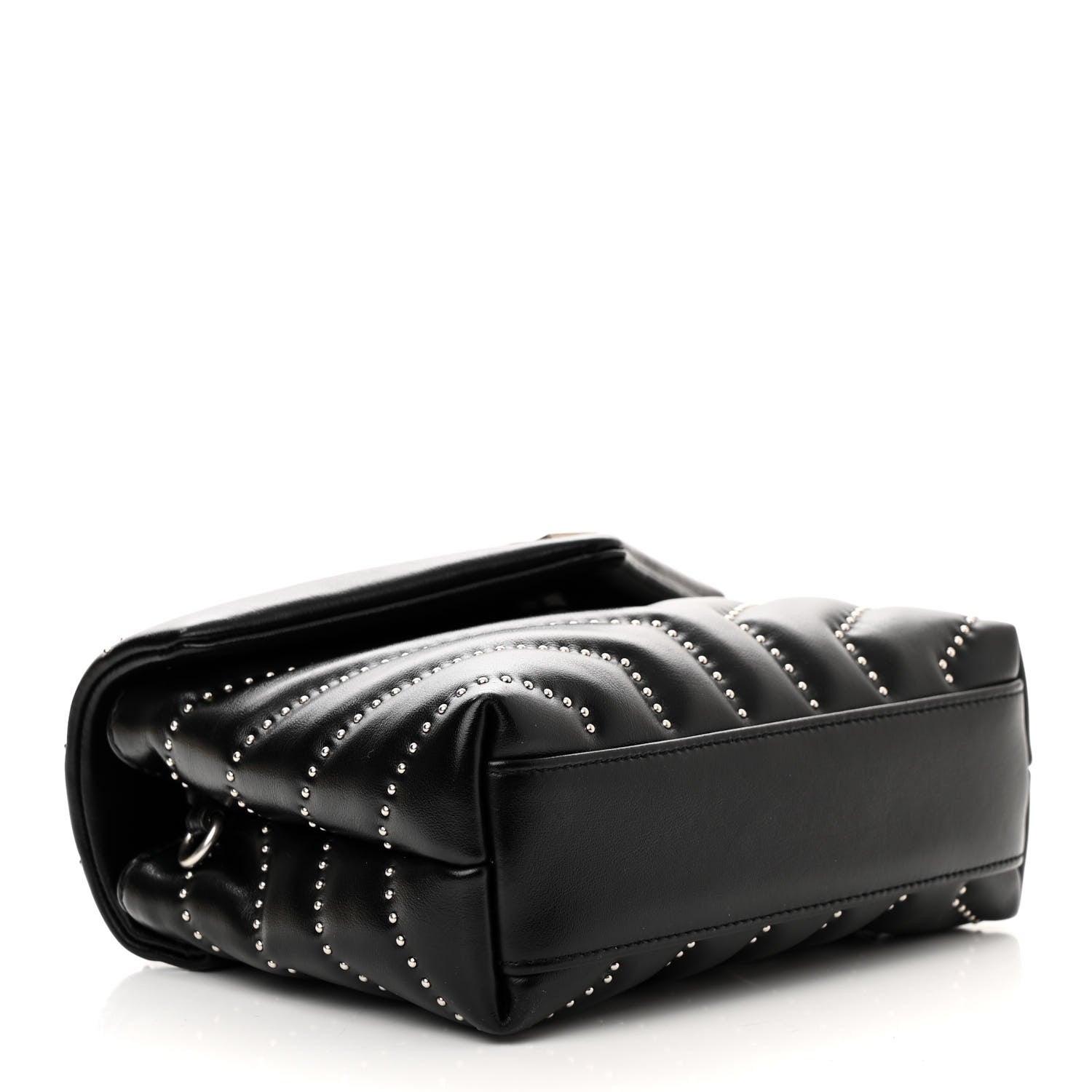 Saint Laurent Calfskin Y Quilted Studded Monogram Toy Loulou Crossbody Bag Black 4 of 10