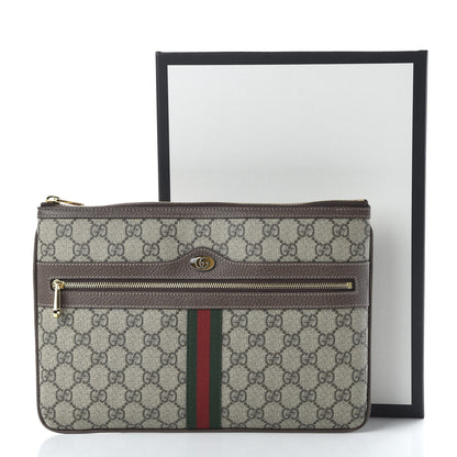 Gucci GG Supreme Monogram Large Ophidia Pouch Clutch Brown 11 of 11