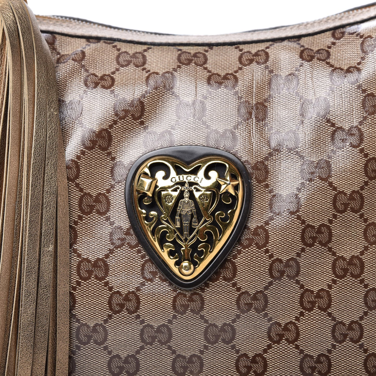 Crystal Monogram Babouska Hobo Gold