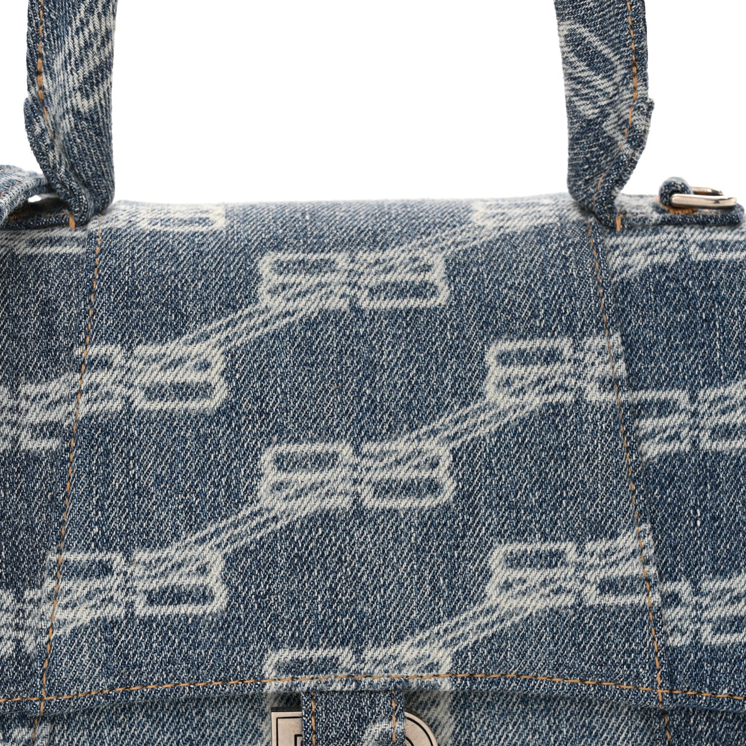 Balenciaga Denim BB Monogram Small Hourglass Top Handle Bag Blue 9 of 13