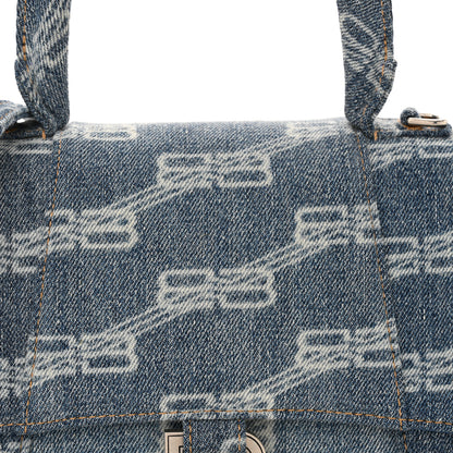 Balenciaga Denim BB Monogram Small Hourglass Top Handle Bag Blue 9 of 13