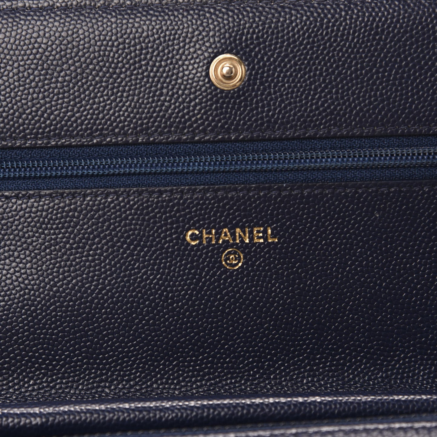 Caviar Quilted Wallet On Chain WOC Navy Blue