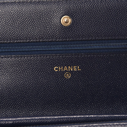 Chanel Caviar Quilted Wallet On Chain WOC Navy Blue 10 of 13