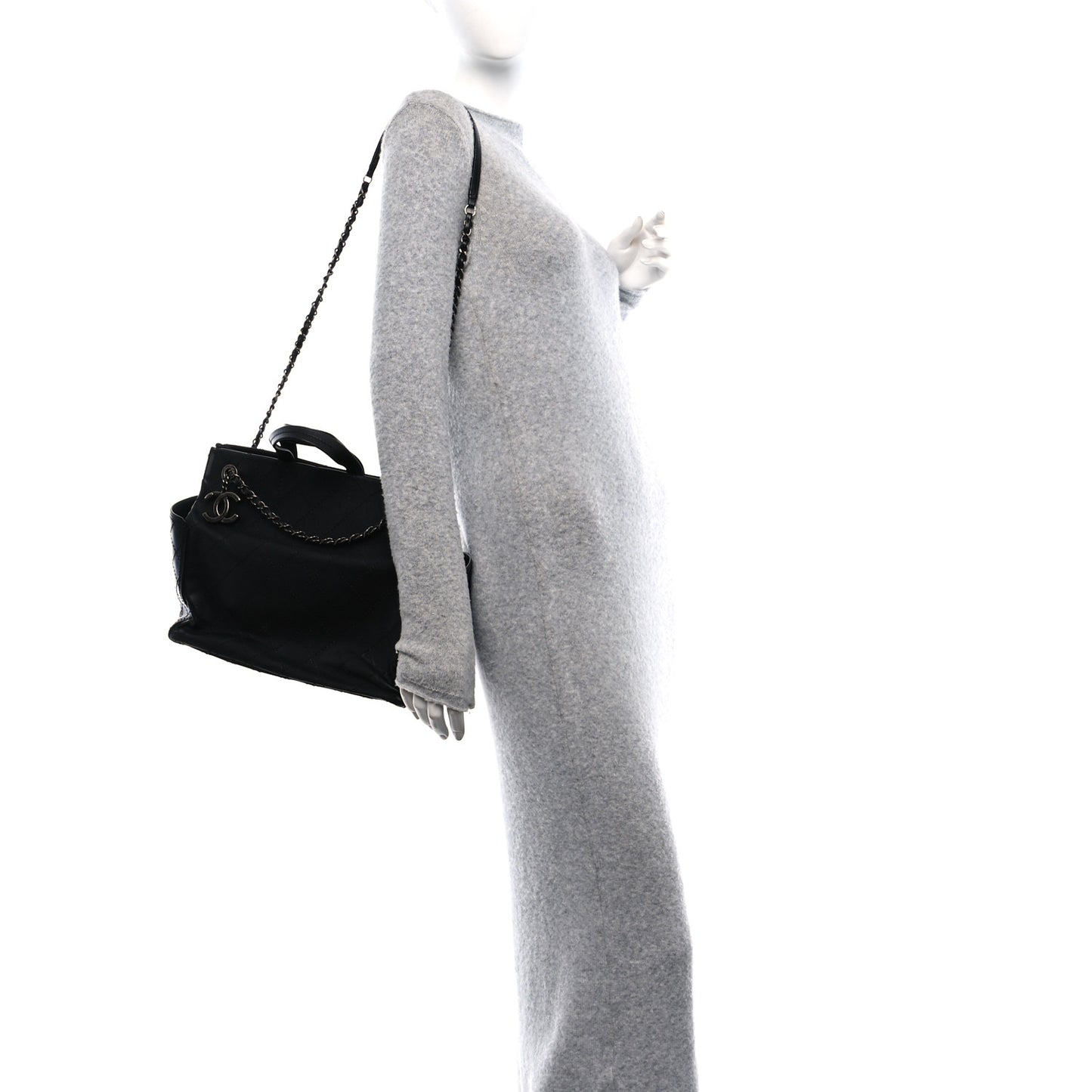 Calfskin CC Pocket Tote Black