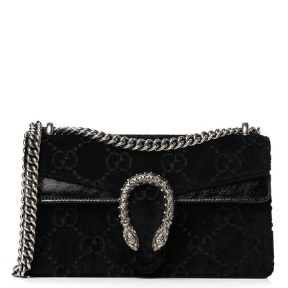 Gucci Velvet Skipper Crystal GG Monogram Small Dionysus Shoulder Bag Black Black Diamond 1 of 12