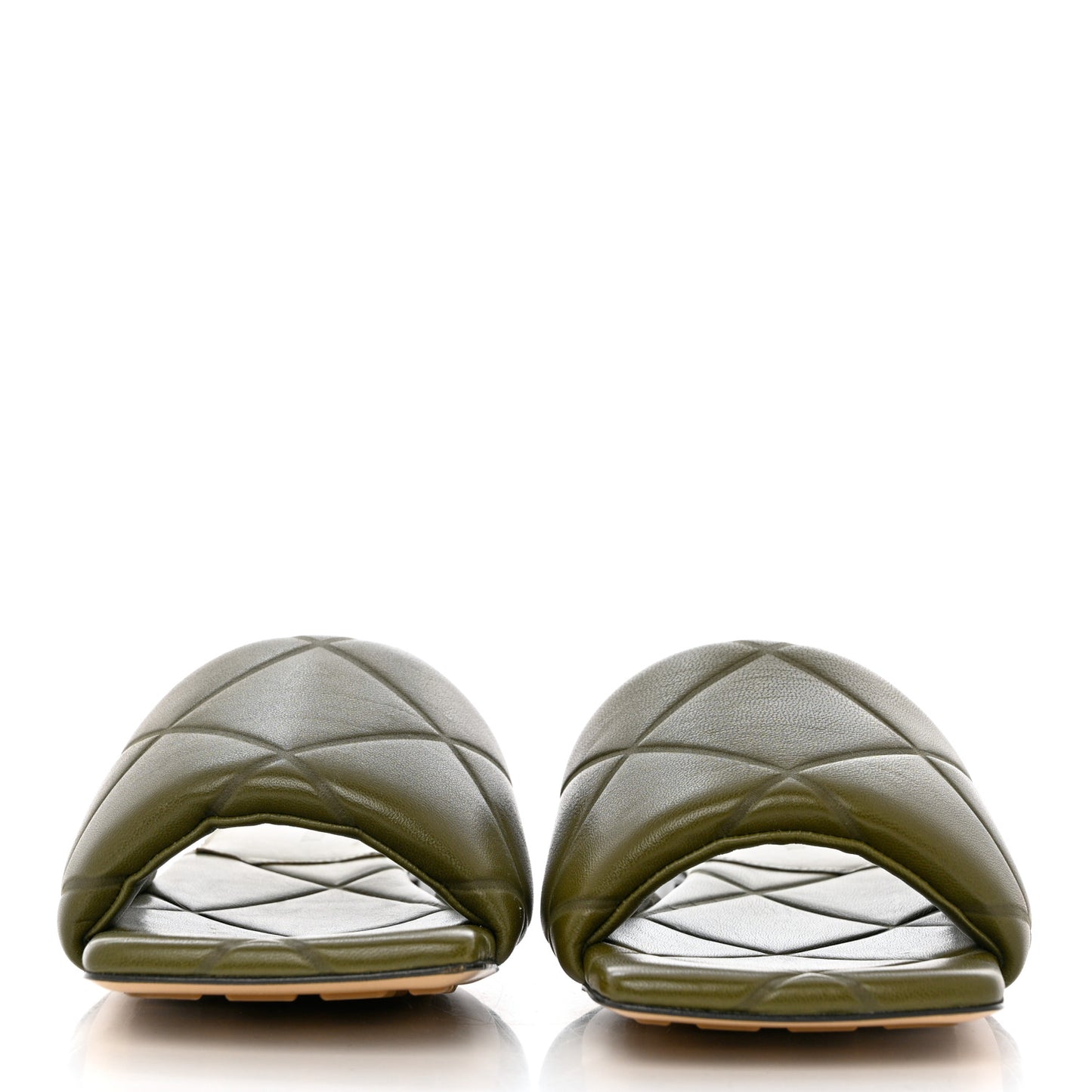 Nappa Quilted Rubber Lido Flat Sandals 38 Khaki