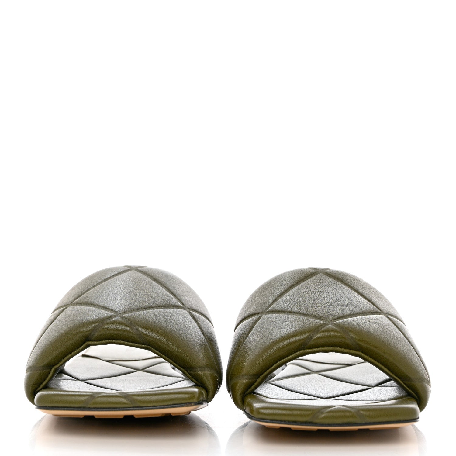 Bottega Veneta Nappa Quilted Rubber Lido Flat Sandals 38 Khaki 2 of 7