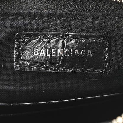 Balenciaga Extra Supple Calfskin Crocodile Embossed Crystal Le Cagole Mini Purse With Chain Black 6 of 10