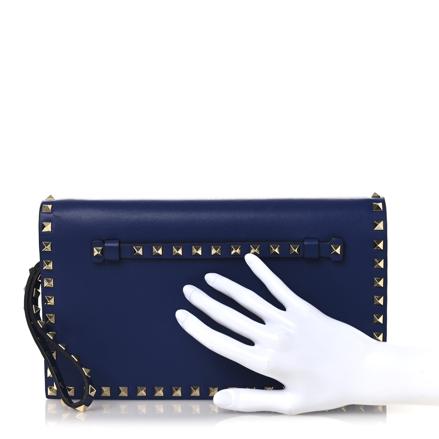 Nappa Rockstud Wristlet Clutch Blue
