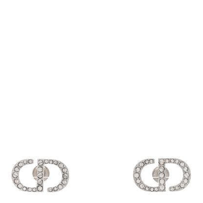 Christian Dior Crystal Petit CD Stud Earrings Silver 1 of 4