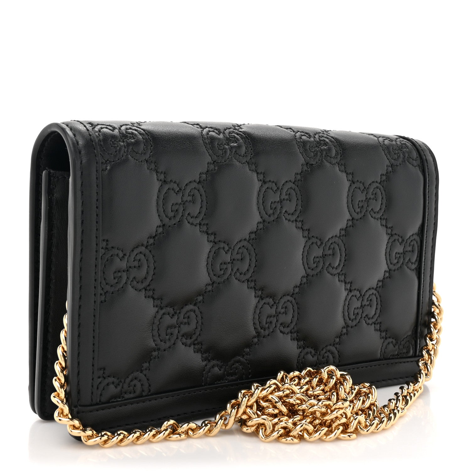 Gucci Calfskin GG Matelasse Chain Wallet Black 4 of 12